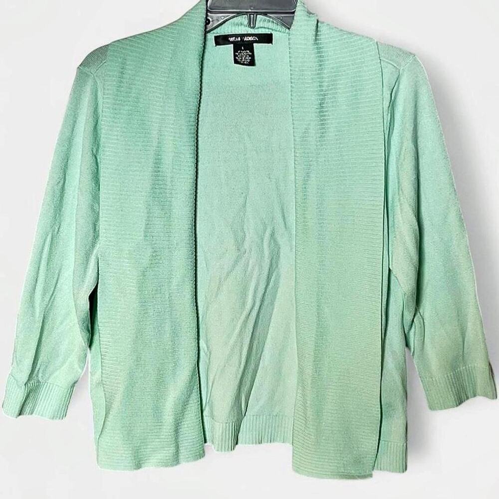 89th & Madison Pastel Green Shawl Collar Long Sleeve Open Cardigan - Size L